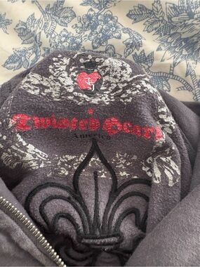 Twisted Soul Grey Hoodie with Fleur-de-lis and Red Logo